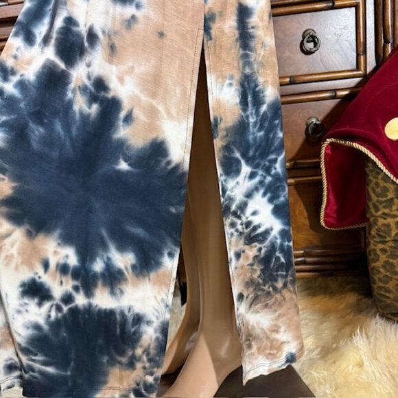 NWOT Nina Leonard Sand Fusion Criss Cross Back Side Slits Scoop Neck Maxi Dress - Picture 10 of 16